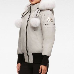 Authentic Moose Knuckles Debbie Bomber Jacket with Big Fox Fur, New w/ Tag!